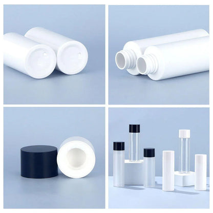 50/100/150ml Plastic Toner Lotion Bottles Refillable Travel Cosmetic Containers - White Lid + White Bottle - 50ml - Mekamart Australia
