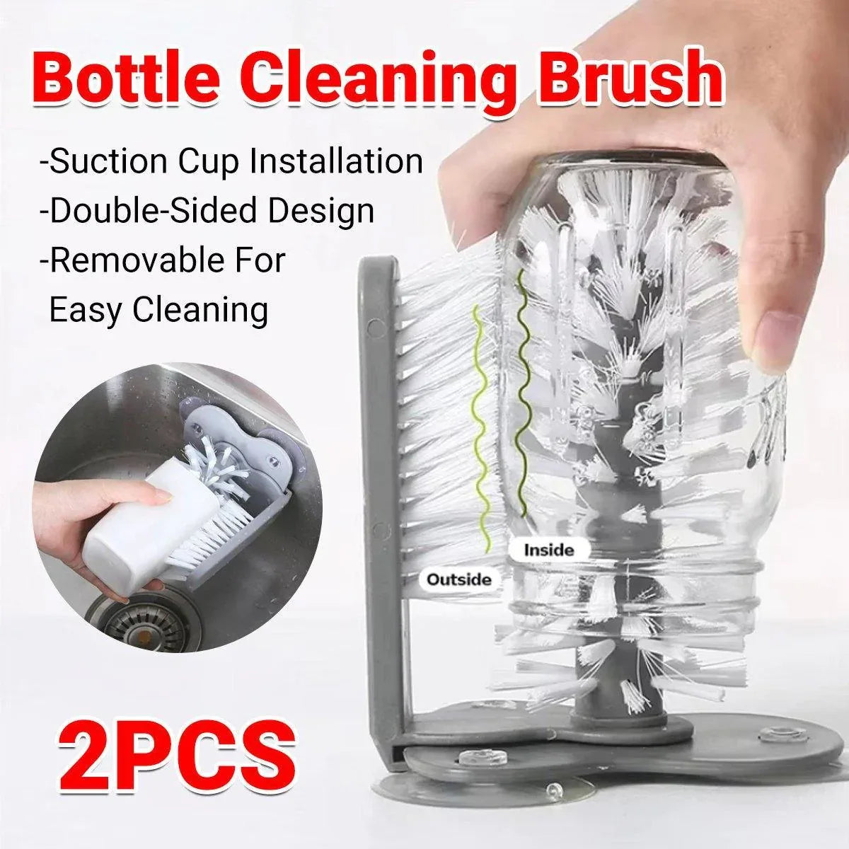 Sink Water Bottle Cleaning Brush Glass Cup Brush Suction Cup Brush Kitchen Tool - Mekamart Australia
