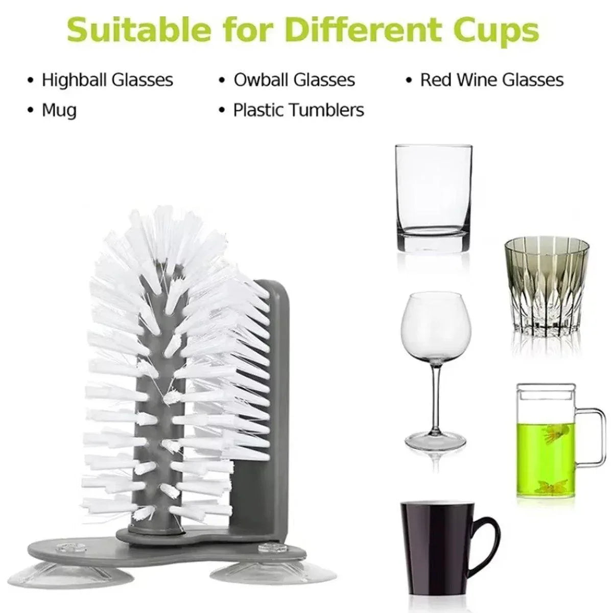Sink Water Bottle Cleaning Brush Glass Cup Brush Suction Cup Brush Kitchen Tool - Mekamart Australia
