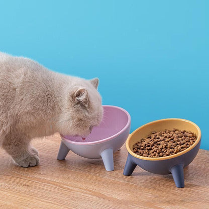 Raised Cat Bowl Pet Feeder Pet Bowl Elevated Dog Bowls 15° Tilted Pet Water Bowl - Cherry Blossom Pink