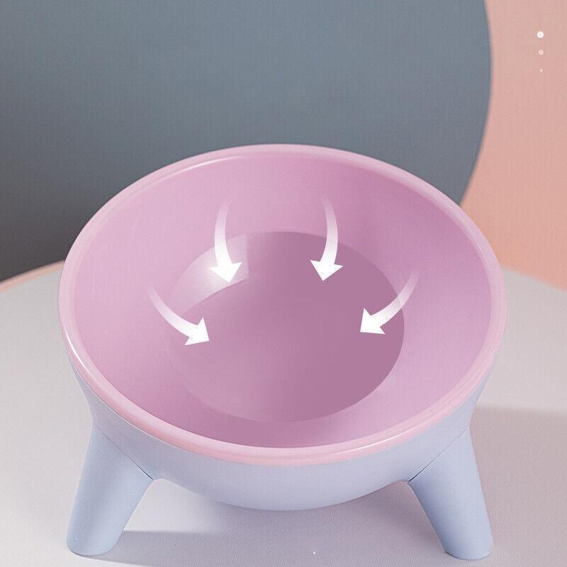 Raised Cat Bowl Pet Feeder Pet Bowl Elevated Dog Bowls 15° Tilted Pet Water Bowl - Cherry Blossom Pink