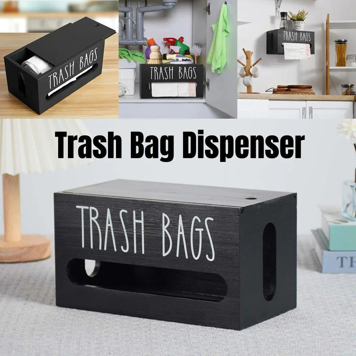 Wooden Plastic Bag Storage Box Hanging Rubbish Bag Organizer Extractable Tissue - Mekamart Australia