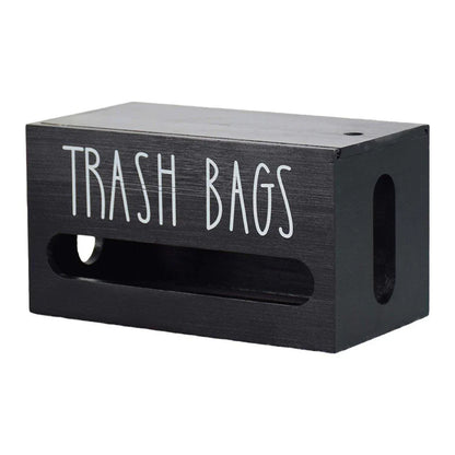 Wooden Plastic Bag Storage Box Hanging Rubbish Bag Organizer Extractable Tissue - Mekamart Australia
