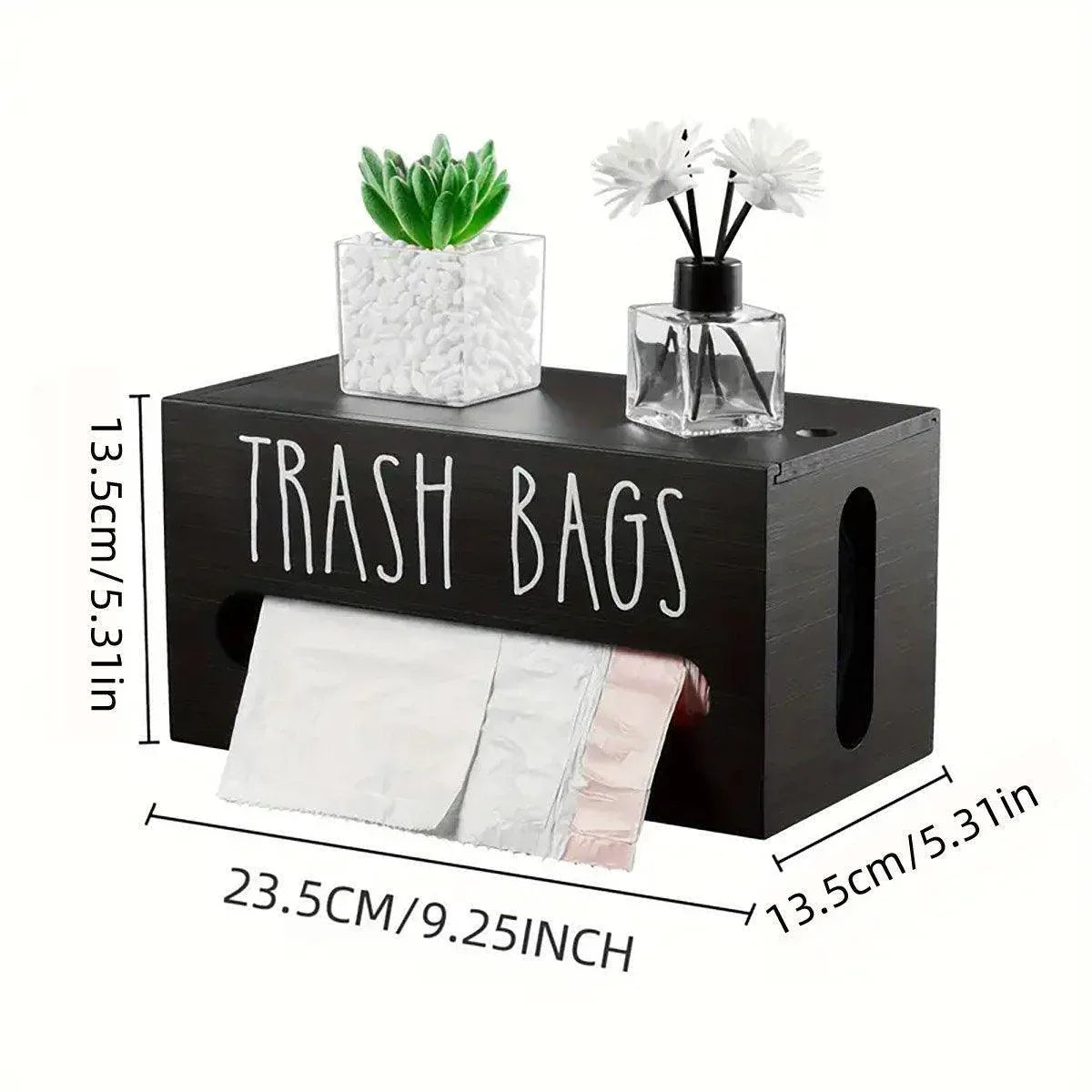 Wooden Plastic Bag Storage Box Hanging Rubbish Bag Organizer Extractable Tissue - Mekamart Australia