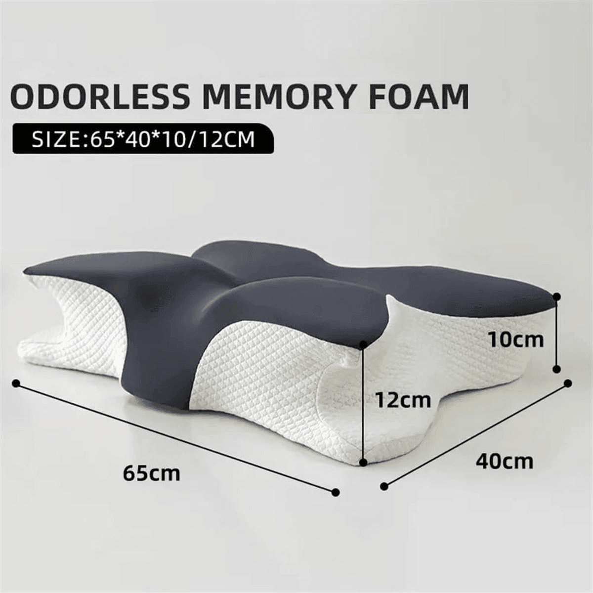 Memory Foam Butterfly Pillow Neck Support Slow Rebound Cervical Pillow - Dark Grey