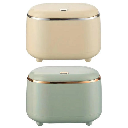 Small Desktop Trash Can Oval Pop Up Lid Rubbish Bin Waste Organizer Container - Beige - Mekamart Australia