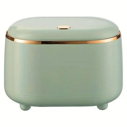 Small Desktop Trash Can Oval Pop Up Lid Rubbish Bin Waste Organizer Container - Beige - Mekamart Australia