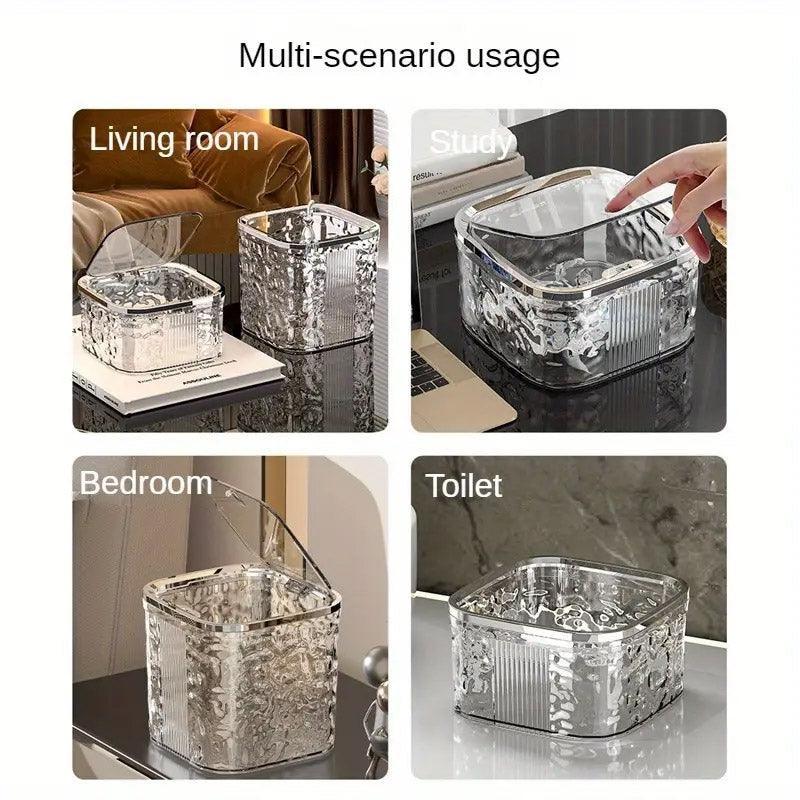 Desktop Mini Trash Can Small Waste Bin Storage Bucket for Office Kitchen Home - Grey-L - Mekamart Australia