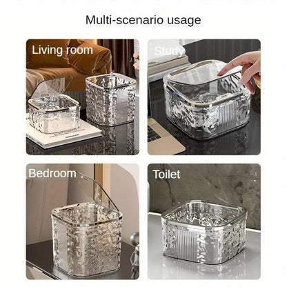 Desktop Mini Trash Can Small Waste Bin Storage Bucket for Office Kitchen Home - Grey-L - Mekamart Australia