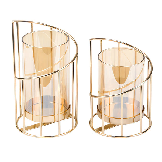 Wrought Iron Candle Holder Romantic Candlestick Ornament Dinner Table Decor Prop - S