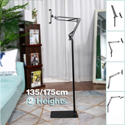 Hands Free Floor Stand Adjustable Bed Clip Holder For Tablet iPad iPhone Switch - 175cm White(Floor Cantilever Stand