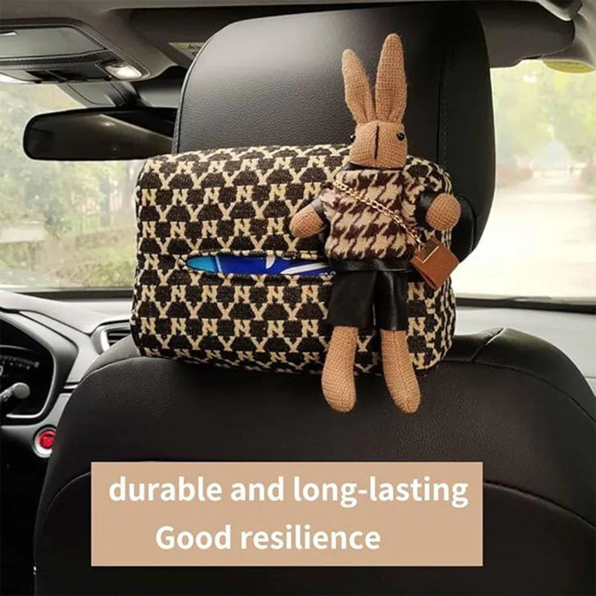 Car Tissue Box Cute Fabric Hanging Box for Car and Living Room Tissue Organizer - Mekamart Australia