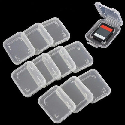 10pcs Transparent SD SDHC Memory Card Storage Box Flip Open Single Card Holder