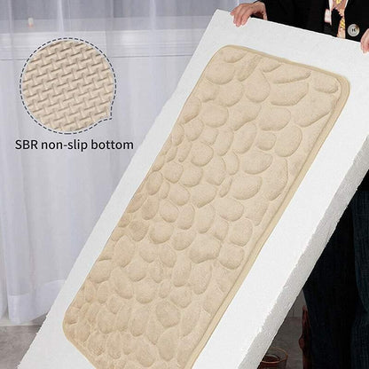 40x60cm Non-Slip Memory Foam Bath Mat Super Absorbent Floor Rug for Bathroom Use - Khaki - Mekamart Australia