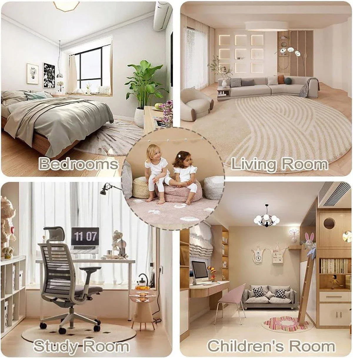 Shaped Cashmere Carpet Living Room Full Blanket Cloakroom Dressing Table - Pink - Mekamart Australia