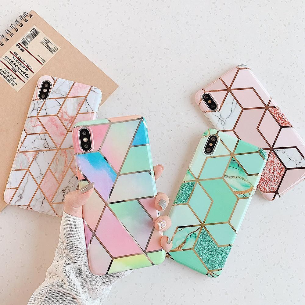 Rainbow Case for iPhone 14 13 12 11 Pro Max XR XS Marble Phone Shockproof Cover Silicone - For iphone XR