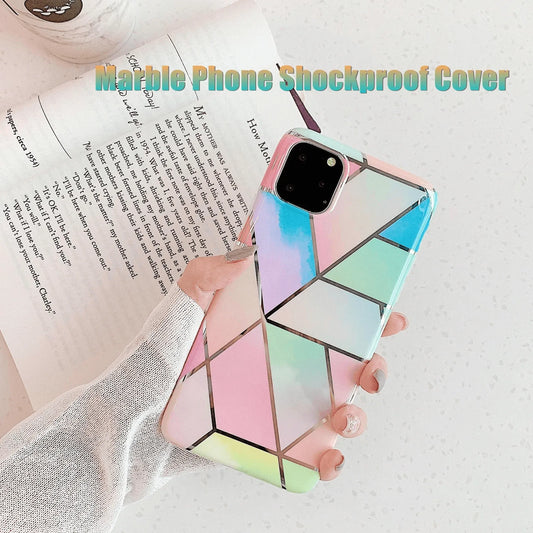 Rainbow Case for iPhone 14 13 12 11 Pro Max XR XS Marble Phone Shockproof Cover Silicone - For iphone 12 Pro