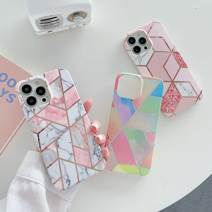 Rainbow Case for iPhone 14 13 12 11 Pro Max XR XS Marble Phone Shockproof Cover Silicone - For iphone 11