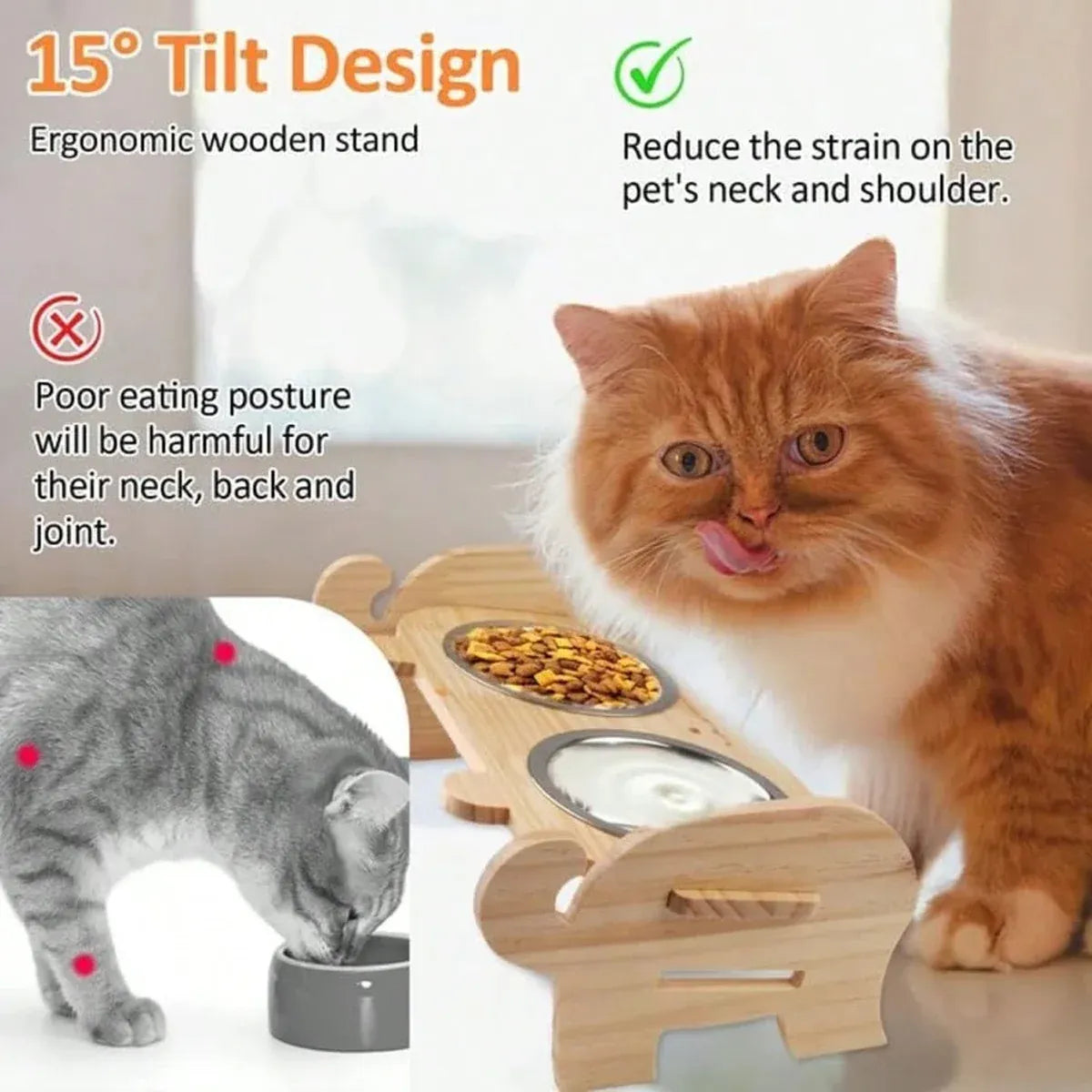 Pet Bowl Anti Tip Double Bowl Pet Food Water Bowl For Home Daily Use Easy Clean