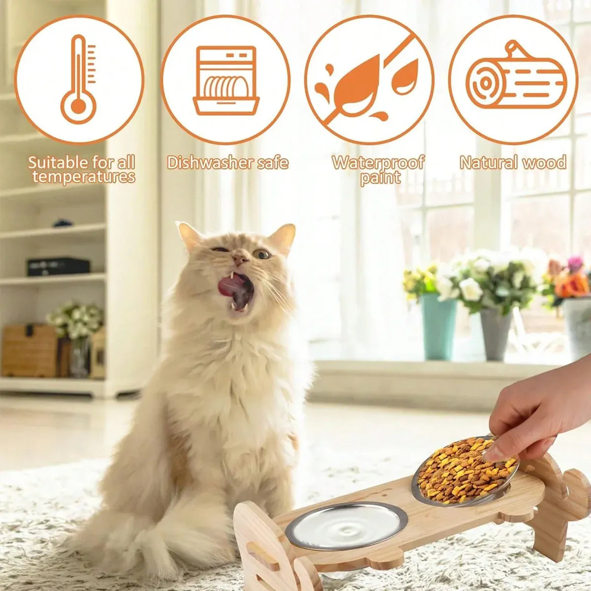 Pet Bowl Anti Tip Double Bowl Pet Food Water Bowl For Home Daily Use Easy Clean