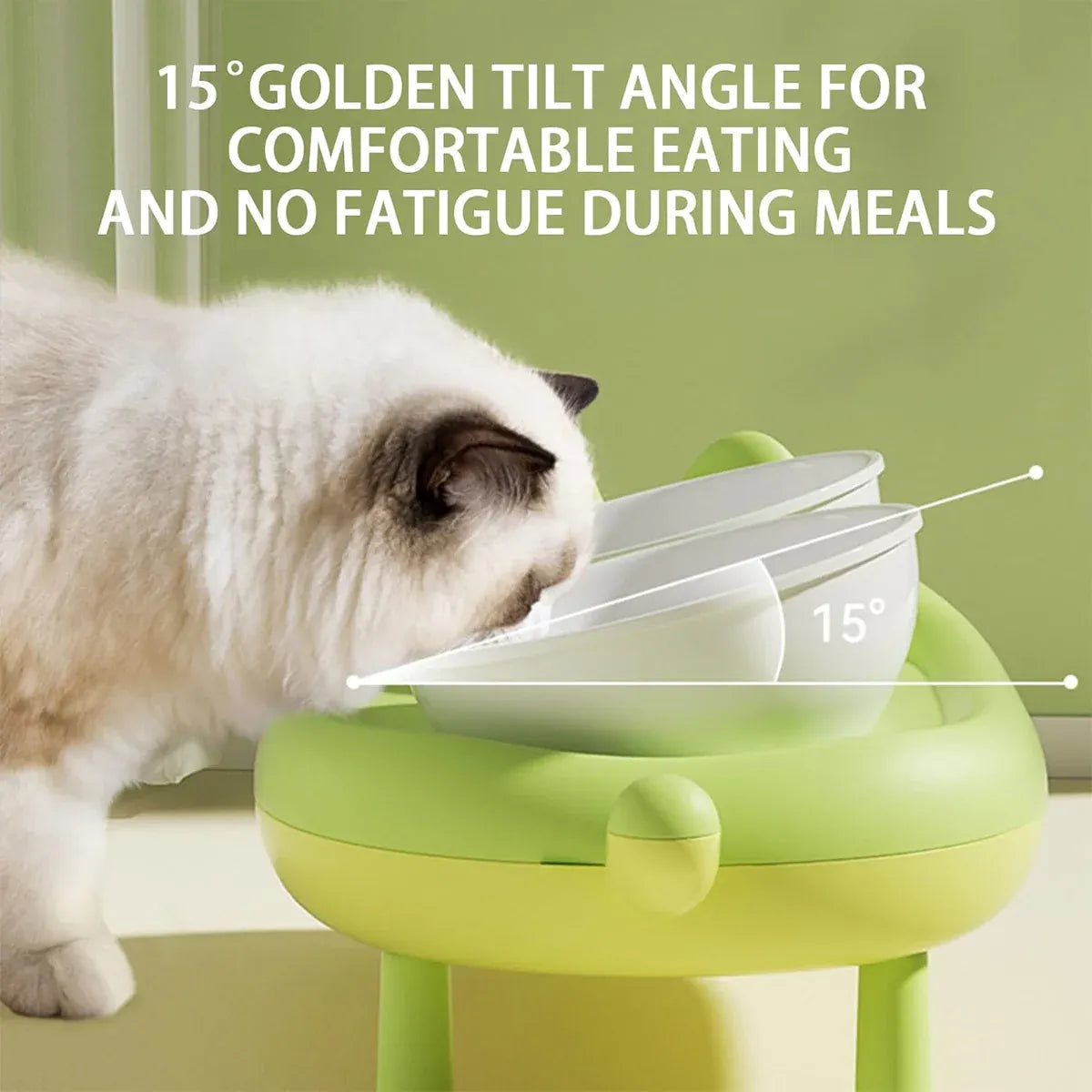 Cat Bowl Ceramic Double Bowl Non Slip Food Safe Durable for Dry Wet Food Water