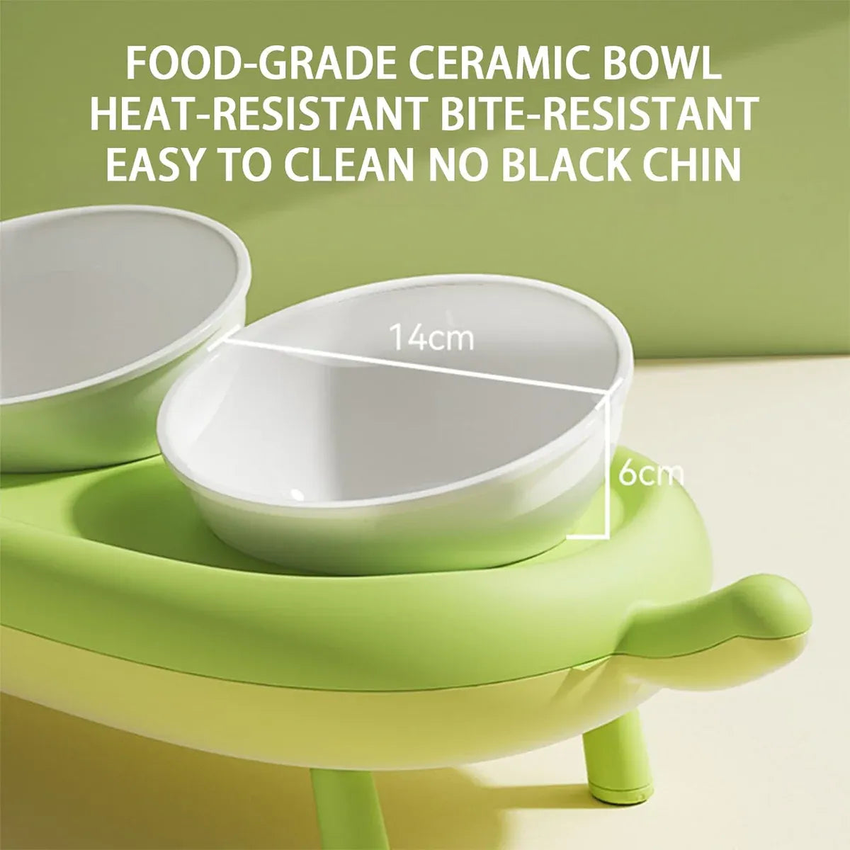 Cat Bowl Ceramic Double Bowl Non Slip Food Safe Durable for Dry Wet Food Water