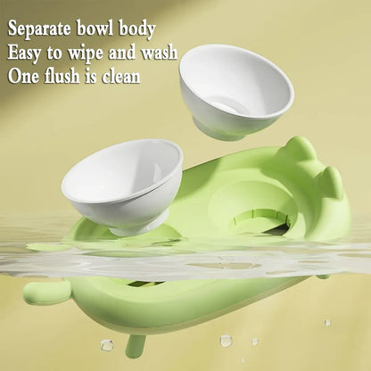 Cat Bowl Ceramic Double Bowl Non Slip Food Safe Durable for Dry Wet Food Water