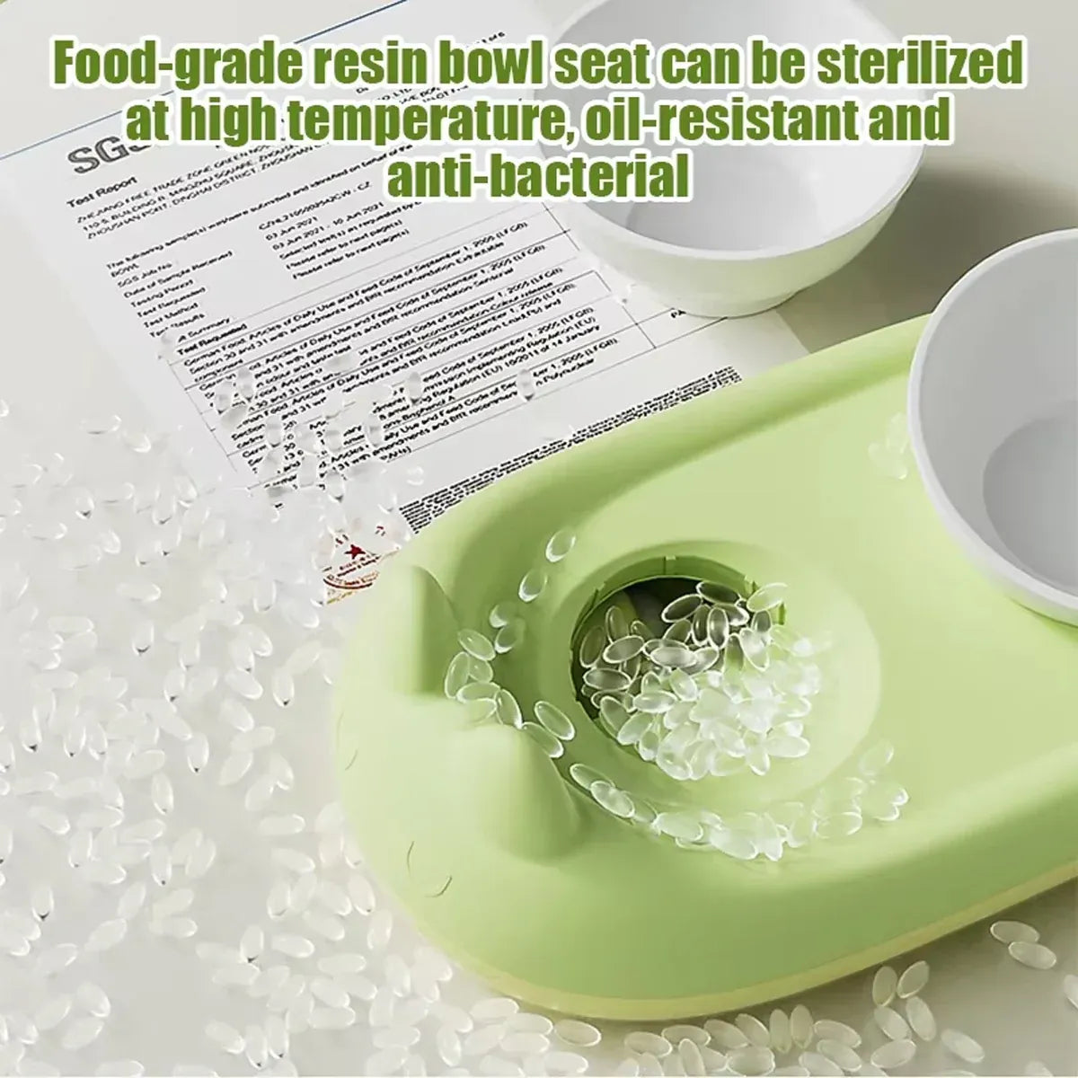 Cat Bowl Ceramic Double Bowl Non Slip Food Safe Durable for Dry Wet Food Water