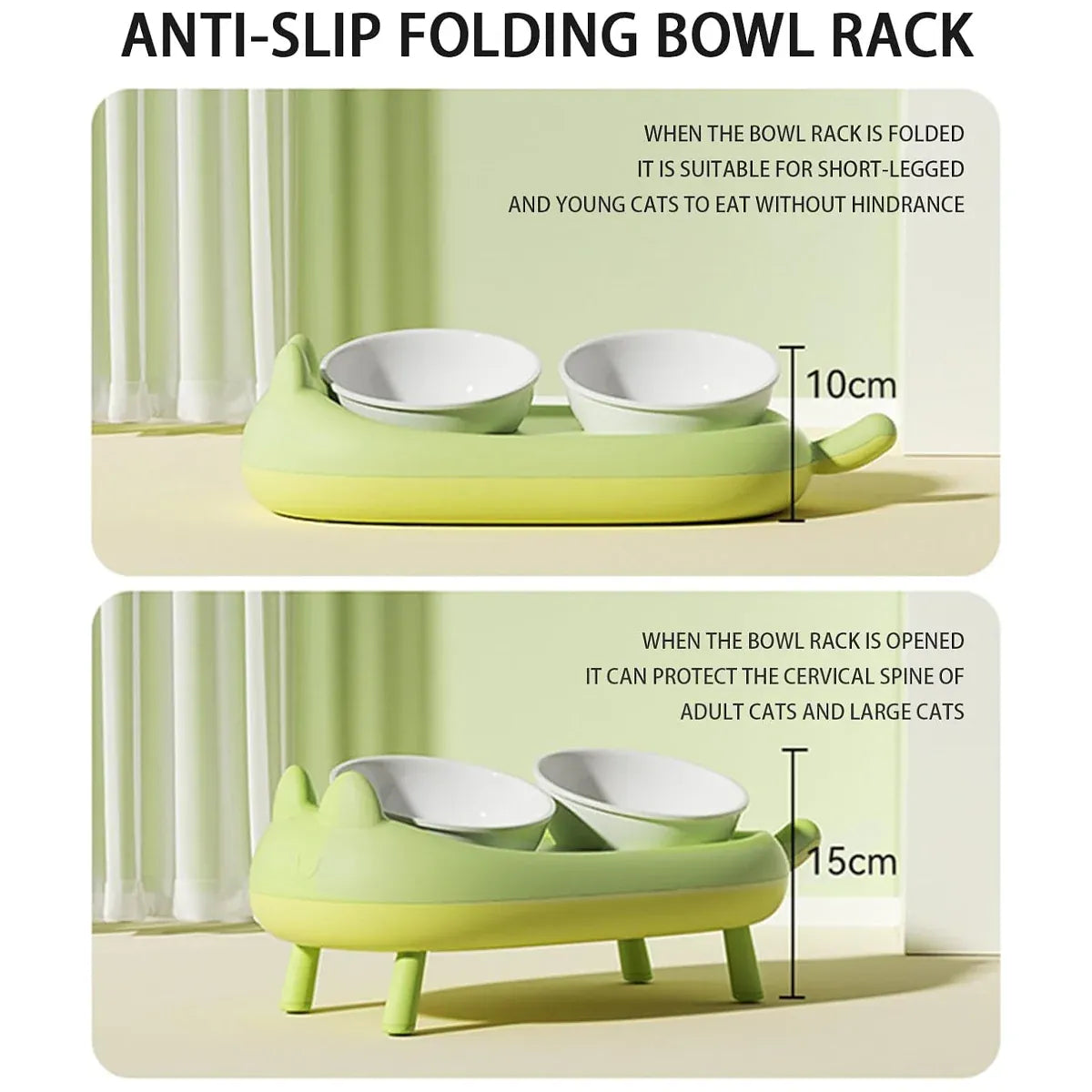 Cat Bowl Ceramic Double Bowl Non Slip Food Safe Durable for Dry Wet Food Water