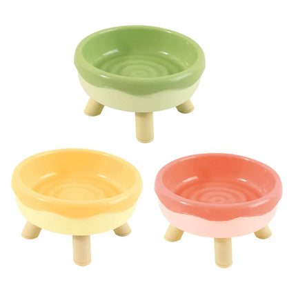 Cat Food Water Bowl Non Slip Raised Pet Feeding Dish Elevated Feeder Cats - Green