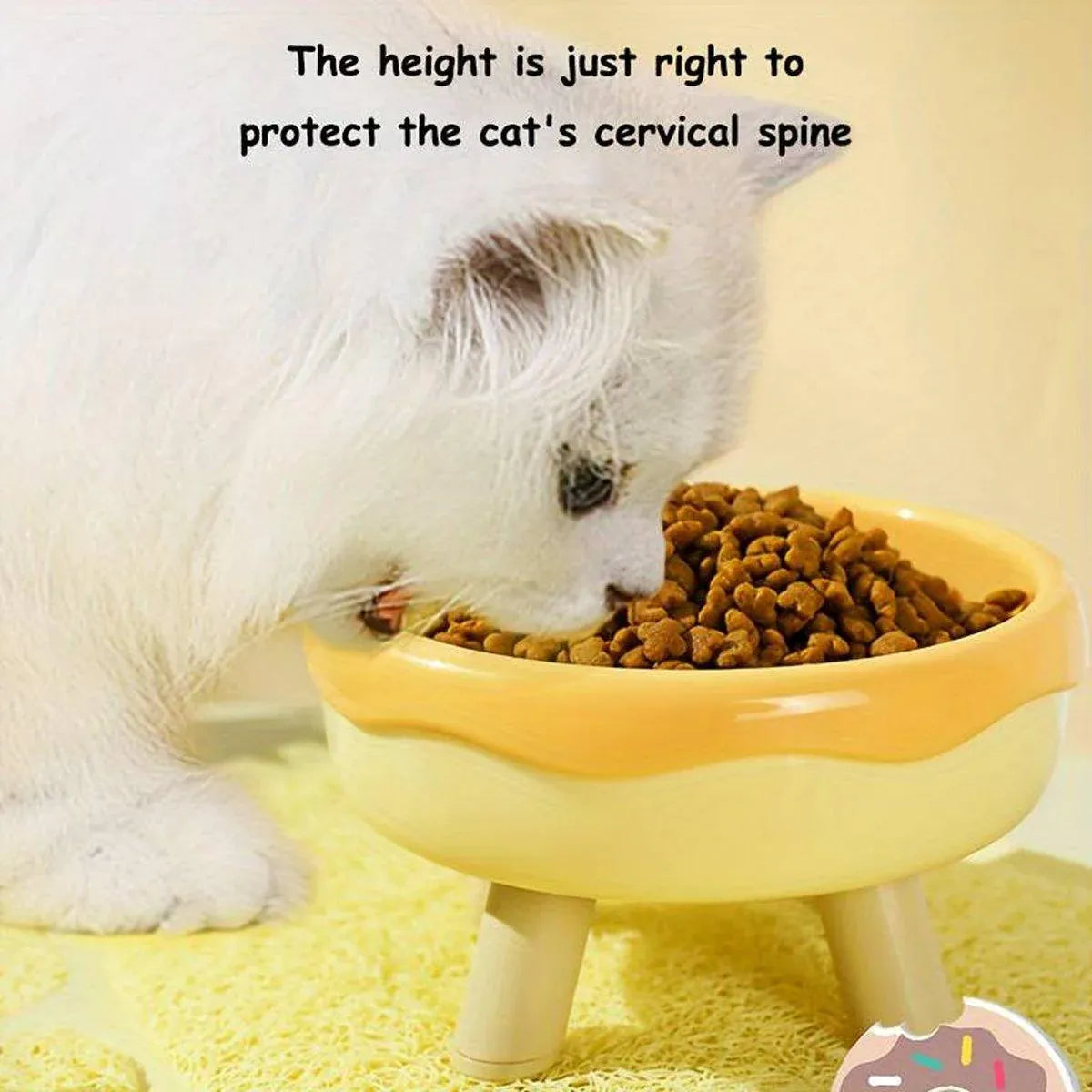 Cat Food Water Bowl Non Slip Raised Pet Feeding Dish Elevated Feeder Cats - Green