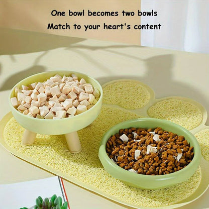 Cat Food Water Bowl Non Slip Raised Pet Feeding Dish Elevated Feeder Cats - Green