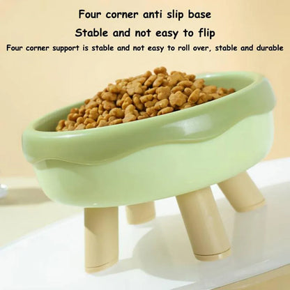 Cat Food Water Bowl Non Slip Raised Pet Feeding Dish Elevated Feeder Cats - Green