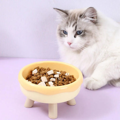 Cat Food Water Bowl Non Slip Raised Pet Feeding Dish Elevated Feeder Cats - Green