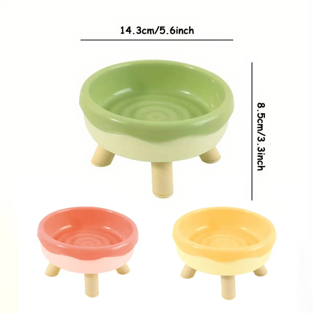 Cat Food Water Bowl Non Slip Raised Pet Feeding Dish Elevated Feeder Cats - Pink