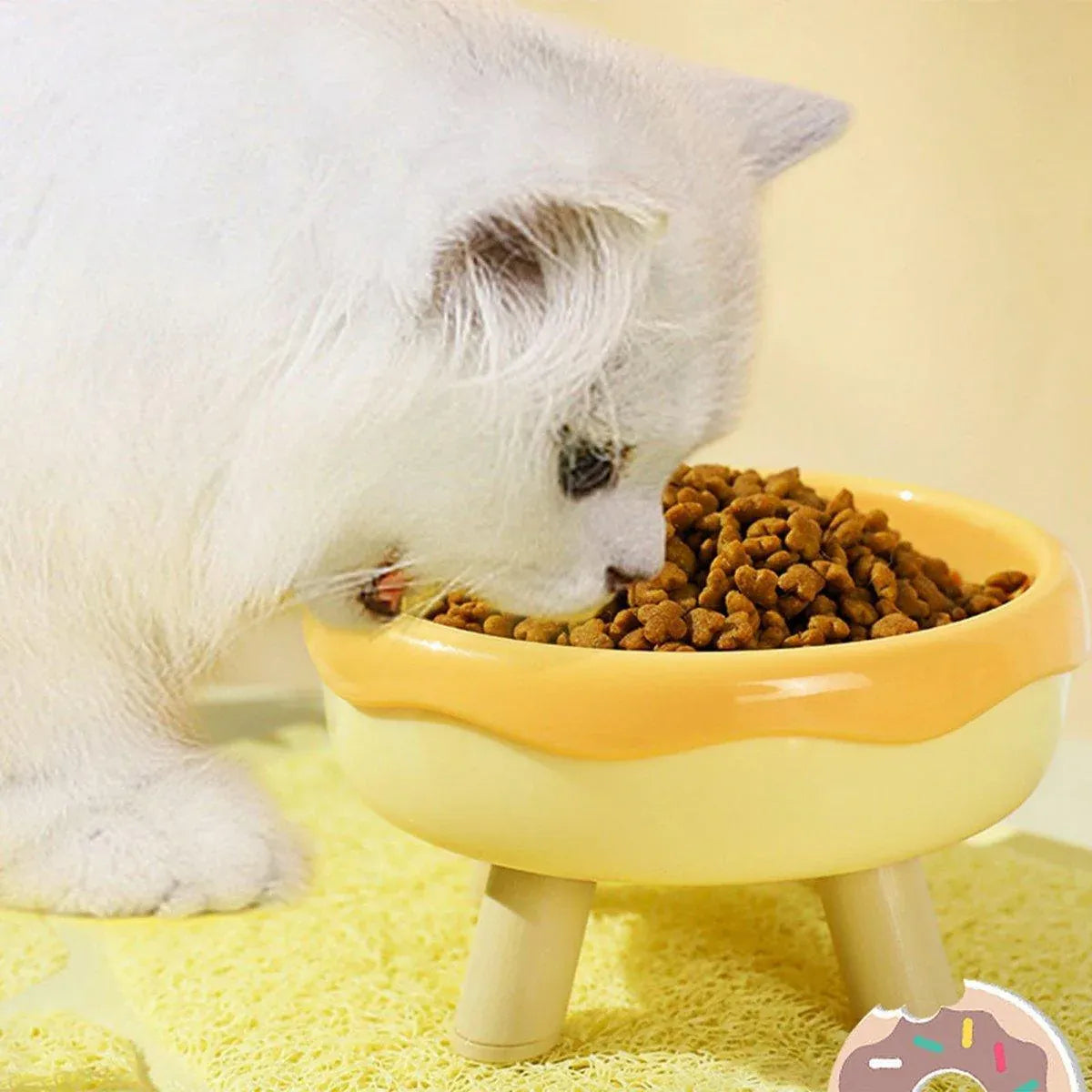 Cat Food Water Bowl Non Slip Raised Pet Feeding Dish Elevated Feeder Cats - Pink