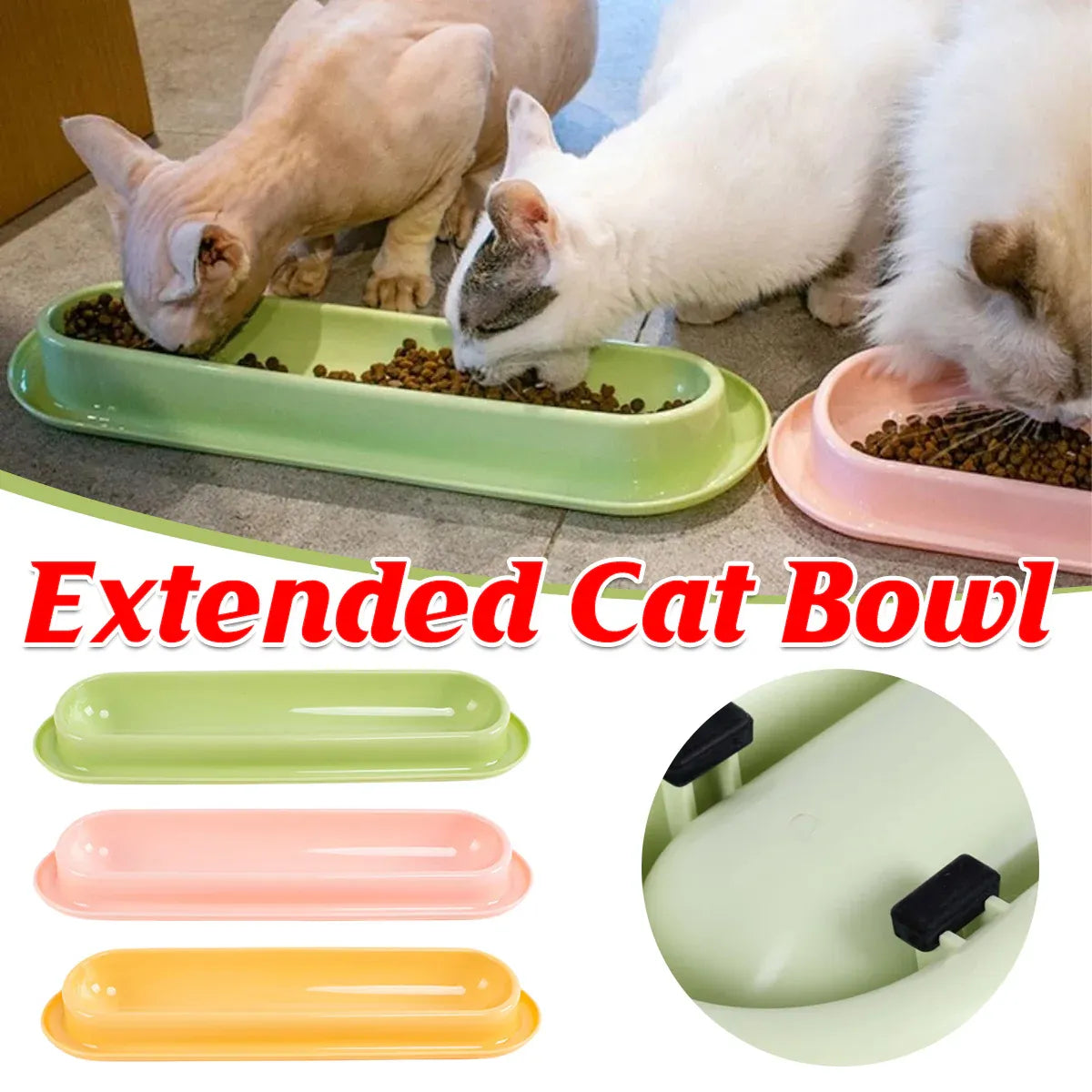 Extended Cat Bowl Pet Bowl Feeding Basin Drinking Water Cat Bowl for Cats - Yellow