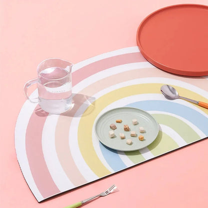 Rainbow Pet Food Mat Waterproof Non Slip Dog Cat Bowl Placemat PU