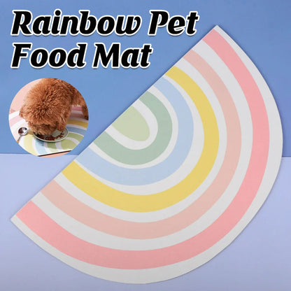 Rainbow Pet Food Mat Waterproof Non Slip Dog Cat Bowl Placemat PU