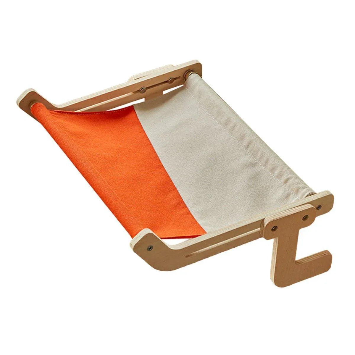 Window Hanging Cat Hammock Solid Wood Sun Bed Nest for All Seasons Durable - Grey+Orange - Mekamart Australia