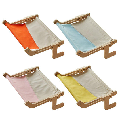 Window Hanging Cat Hammock Solid Wood Sun Bed Nest for All Seasons Durable - Grey+Pink - Mekamart Australia