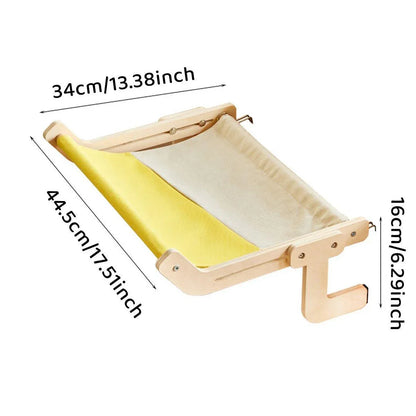 Window Hanging Cat Hammock Solid Wood Sun Bed Nest for All Seasons Durable - Grey+Yellow - Mekamart Australia