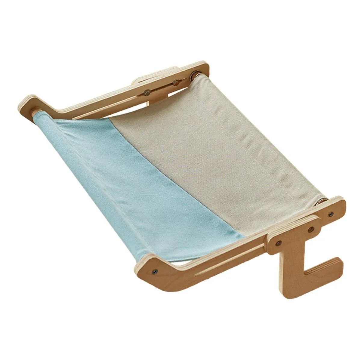 Window Hanging Cat Hammock Solid Wood Sun Bed Nest for All Seasons Durable - Grey+Yellow - Mekamart Australia