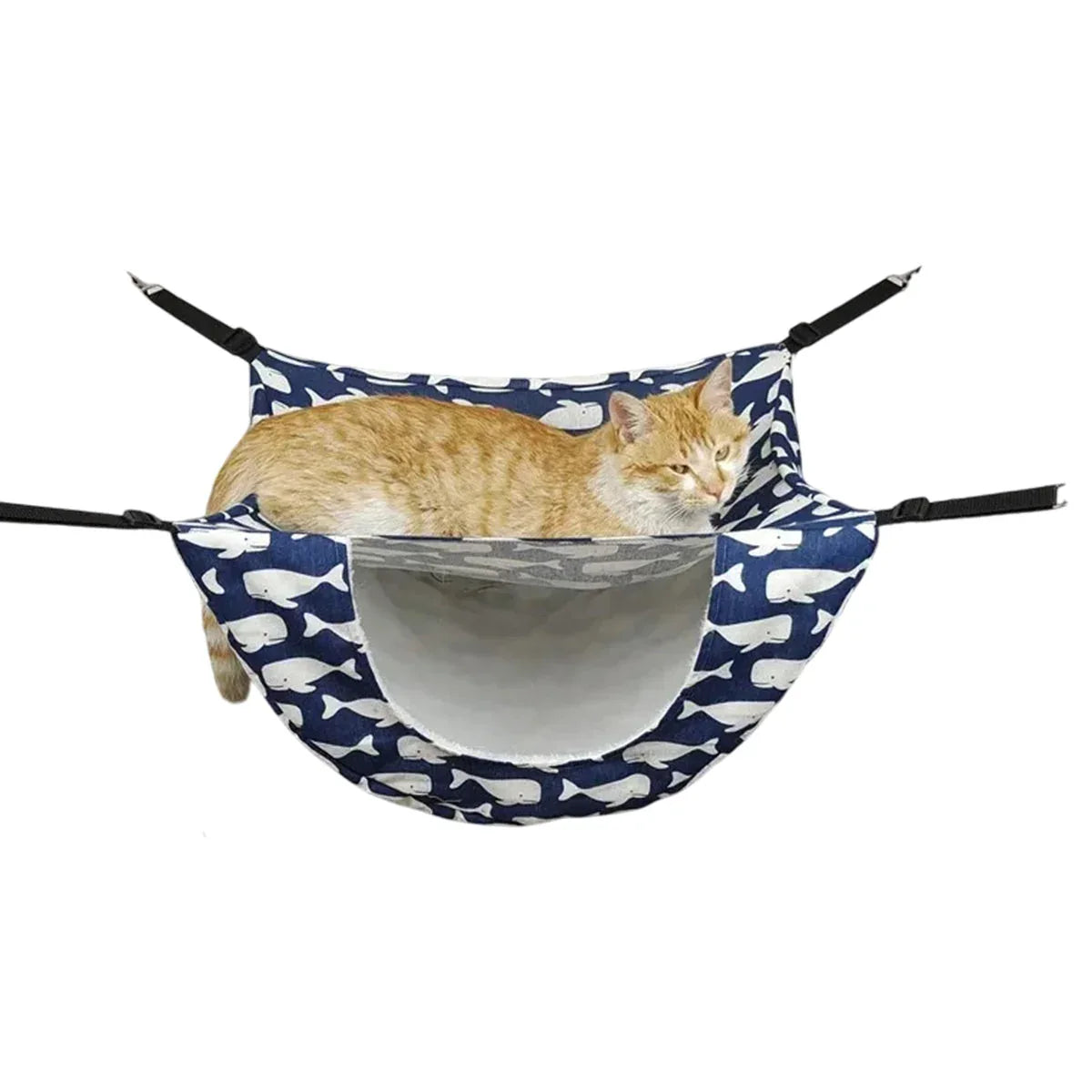 Cat Hammock Hanging Bed Cage Nest Soft Pet House Basket Cat Sleeping Supplies - Blue Whale - Mekamart Australia