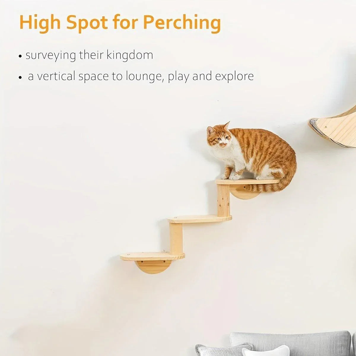 Solid Wood Wall Mounted Cat Climbing Tree Rack Platform Space Capsule Bed Shelf - Mekamart Australia