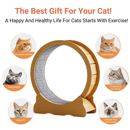 Cat Exercise Wheel Toy Furniture Running Treadmill Exerciser Scratcher Board - Mekamart Australia
