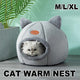 Cat Bed Winter Warm Enclosed Pet House Cozy Indoor Sleeping Nest for Cold Weather - XL - Mekamart Australia