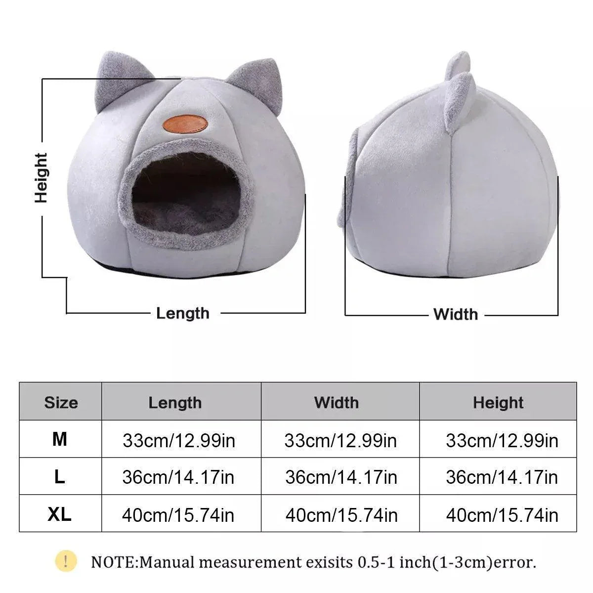 Cat Bed Winter Warm Enclosed Pet House Cozy Indoor Sleeping Nest for Cold Weather - XL - Mekamart Australia