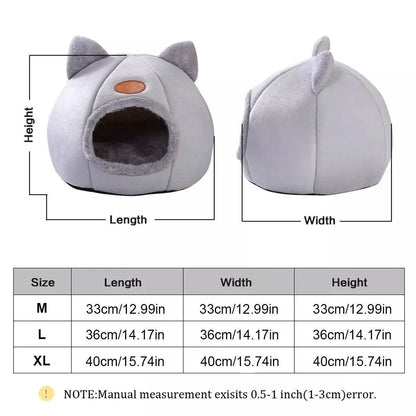 Cat Bed Winter Warm Enclosed Pet House Cozy Indoor Sleeping Nest for Cold Weather - XL - Mekamart Australia