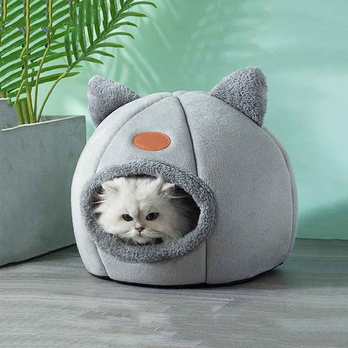 Cat Bed Winter Warm Enclosed Pet House Cozy Indoor Sleeping Nest for Cold Weather - XL - Mekamart Australia